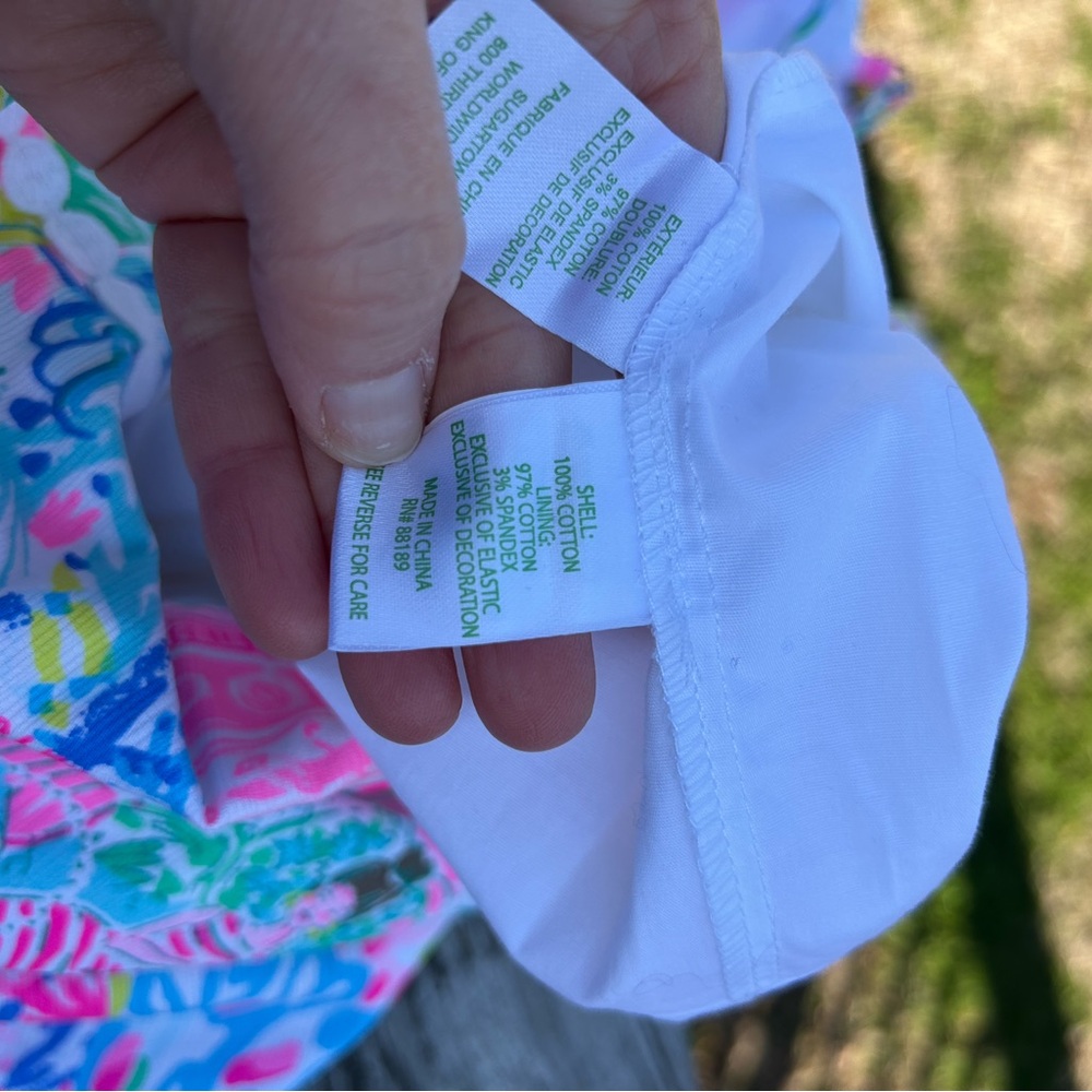 Lilly Pulitzer Pink, Blue & Green Patchwork Print Sleeveless Romper - Picture 9 of 10